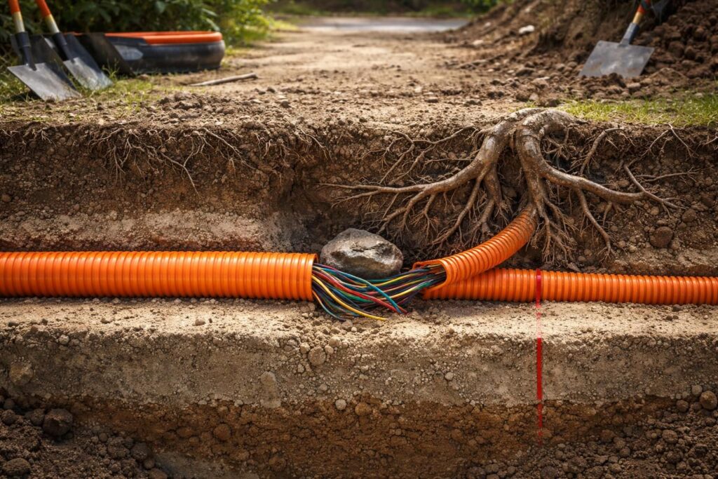 découvrez les erreurs courantes à éviter lors de l'installation de gaines électriques enterrées conformément à la norme, pour garantir sécurité et conformité.